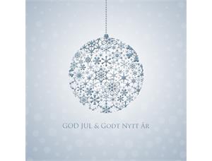 Julekort "Julekule" 155 x155cm Starwhite med eget innsidetrykk og konvolutter 